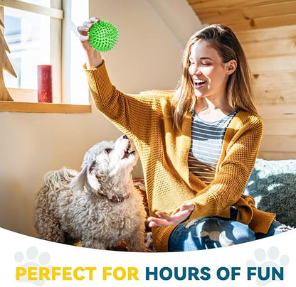 SHARLOVY 3.5” Large Dog Toys Ball, 6 Pack Squeaky oys, Durable for Aggressive Chewers, Spiky Ball for Clean Teeth and Training, Fetch Toys for Large Dogs, for Puppy Chew and Teething