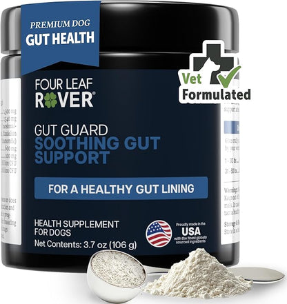 Four Leaf Rover Gut Guard - Dog Probiotics, Prebiotics, and Organic Herbs for Gut Health and Immune Support - Veterinarian Formulated - 30 Day Large Dog Supply