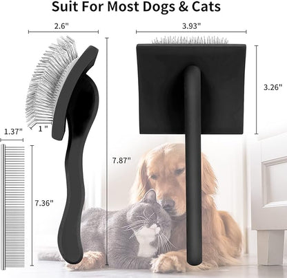 Slicker Brush for Dogs, Large Dog Brush to Long Haired Dogs for Goldendoodles Poodles Doodles Bernedoodles, Long Pin Grooming Kits to Dematting & Reducing Tangles and Fluff, Black