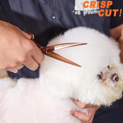 High-end Professional Dog Grooming Curved Scissors Pet Curved Shears 7 Inches Extremely Very Sharp Made Of Stainless Steel Alloy By Hand For Dog Cat Groomer