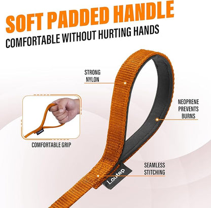 Dog Training Leash - Long Line for Recall & Obedience, Nylon Training Lead with Padded Handle, 15 ft / 20 ft / 30 ft / 50 ft / 100 ft - Long Leash for Dogs Outside, Small/Medium/Large