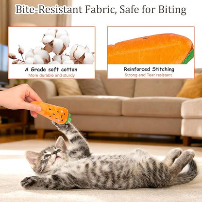 ETEKYER Catnip Cat Toys, 5 Pack, Plush Cat Nip Toys for Indoor Kitten Kitty, Interactive Cat Kicker Chew Safe Teeth Cleaning Toys, Fun Vegetable Shape