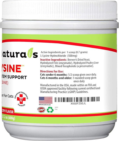 Trulysine L-Lysine for Cats Immune Support Oral Powder 21.2oz/600g - Cats & Kittens of All Age, Sneezing, Runny Nose Squinting, Watery Eyes-Fish & Poultry Flavor (U.S.A)(600 Grams (500mg / Scoop))