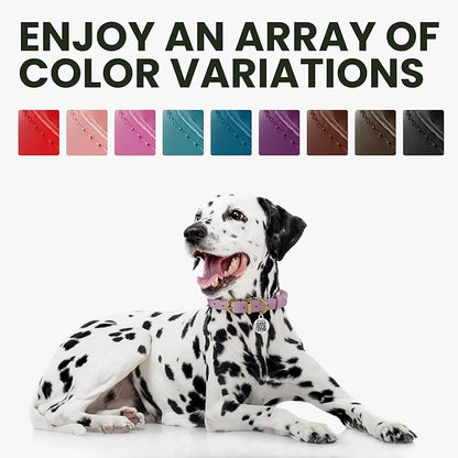 BRONZEDOG Rolled Leather Dog Collar for Small Medium Large Dogs with QR ID Tag (L: 16-18 Inch, Coffee Brown)