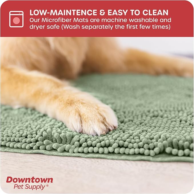 My Doggy Place Dog Mud Mat, 31" x 20" Sage – Thick Microfiber Entry Rug for Snow, Mud & Salt – Absorbent, Quick-Dry, Washer-Safe & Non-Slip, Medium