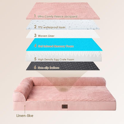 EHEYCIGA XL Dog Bed Memory Foam for Crate, Extra Large Dog Bed Orthopedic with Washable Removable Cover, Waterproof Pet Sofa Couch XLarge Size Dogs, 41x27x6.5, Pink
