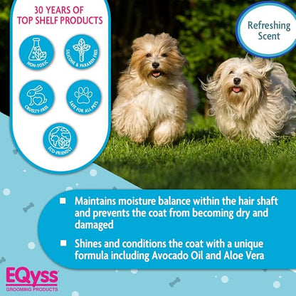 EQyss Avocado Mist Pet Spray Conditioner - Shines, Conditions, and Reduces Shedding, Weightless Leave in Spray - for Dogs, Cats, Puppies - Oil and Silicone Free, pH Balanced, USA Made (128 oz)