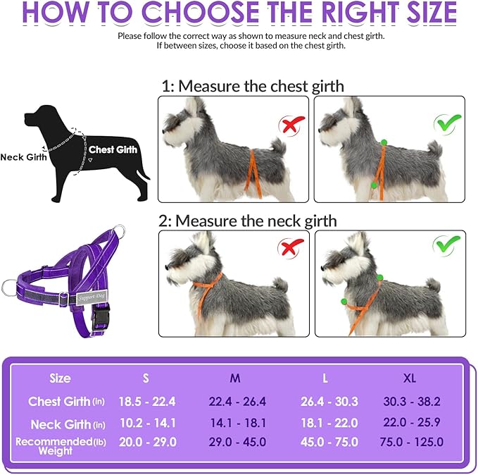 SlowTon No Pull Dog Harness - Heavy Duty Dog Harness and Leash Set for Medium Large Dogs, Reflective Tactical Harness with Soft Padded and Front Clip for Easy Walk and Training (PU, S)