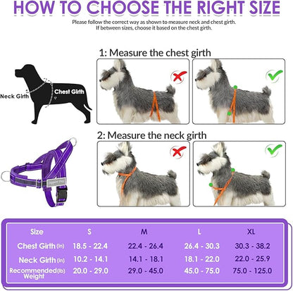 SlowTon No Pull Dog Harness - Heavy Duty Dog Harness and Leash Set for Medium Large Dogs, Reflective Tactical Harness with Soft Padded and Front Clip for Easy Walk and Training (PU, S)