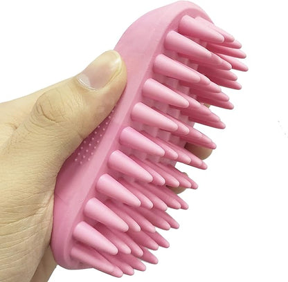 ZOOPOLR Pet Silicone Shampoo Brush for Long & Short Hair, Pink ( New ), Medium Large Pets Dogs Cats, Silicone Shower Wash Curry Brush, Massage Comb
