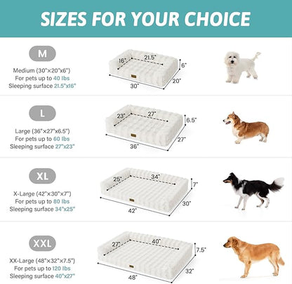 COZY KISS Faux Rabbit Fur Orthopedic Dog Bed, Dog Bed for Medium Size, Supportive Foam Pet Sofa with Waterproof Lining Cover, Washable U-Shaped Pet Couch with Anti-Slip Bottom, Beige M 30x20x6.5 inch