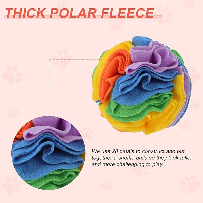 GLIDESMOOTH Snuffle Ball for Dogs, Designed for Small Breeds and Puppies, Interactive Dog Toys, Keeps Pets Busy with Storage Bag Machine Washable, Colorful, Small