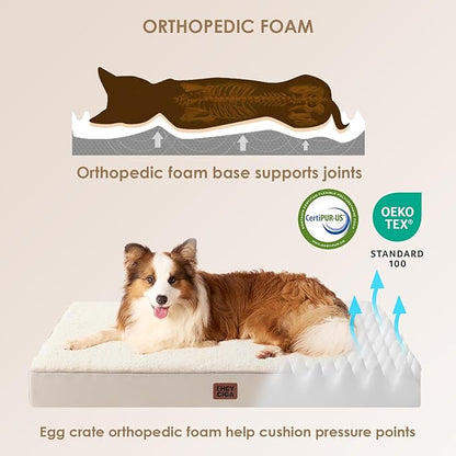 EHEYCIGA Orthopedic XL Dog Beds for Extra Large Dogs with Removable Washable Cover for Crate, Camel, 41x27