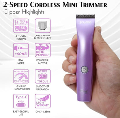 JOYZZE Hornet Mini Purple - Compact and Portable Pet Trimming Dog Clippers with Sharp Blades for Precise Trims, Ideal for Grooming on-the-go