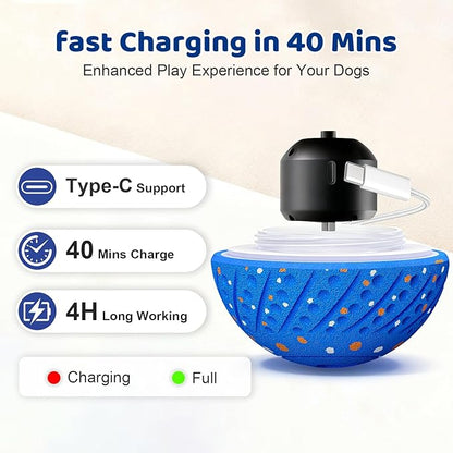 Sankell Interactive Dog Toys Ball - Smart Moving Bouncing Dog Ball with RGB Lights, E-TPU Material, 3 Play Modes Automatic Rolling Dogs Toy for Small Medium Dogs Keep Them Busy(Blue)