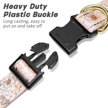 Reflective Dog Collar for Extra Small Dogs, Cute Flower Theme Adjustable Heavy-Duty Nylon Puppy Collar for Boy and Girl Female, Soft Pet Accessories with Quick Release Buckle, Neck 8-12", Pink