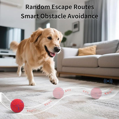 SCHITEC Smart Interactive Dog Toy Ball – Automatic Moving & Bouncing Balls for Large Dogs, Rechargeable Motorized Dog Ball, Stimulating Pet Toy for Active & Bored Medium Large Dogs (Red)