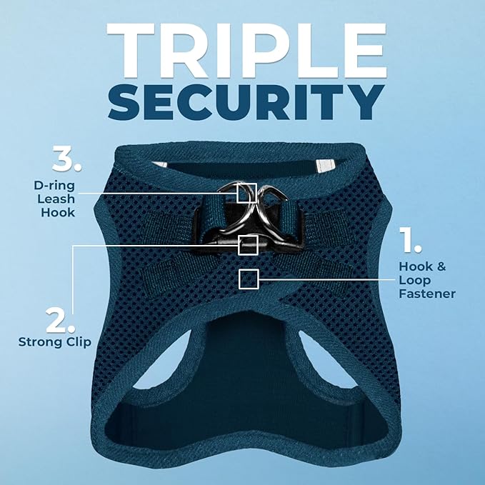 Best Pet Supplies Voyager Step-in Air Harness - All Weather Mesh, Reflective, No Pull Harness for Dogs, Cats - Secure with Hook & Loop Fastener, Buckle, Double D-Rings - Blue, XL