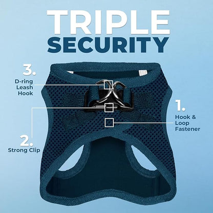 Best Pet Supplies Voyager Step-in Air Harness - All Weather Mesh, Reflective, No Pull Harness for Dogs, Cats - Secure with Hook & Loop Fastener, Buckle, Double D-Rings - Blue, XL