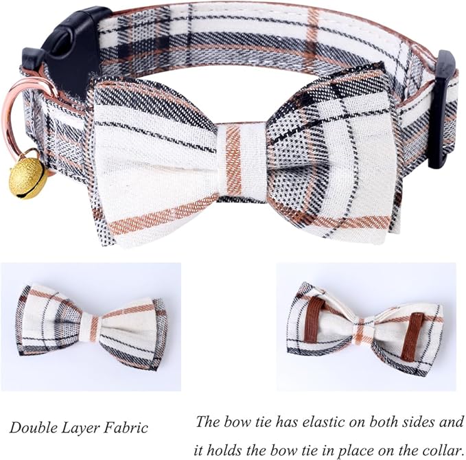 Yizepet Dog Collar with Bow Tie- Adjustable pet Collar for Dogs with Plastic Buckle Collar, Stylish Pattern for Small Medium or Large Boy and Girl Dog and Cat