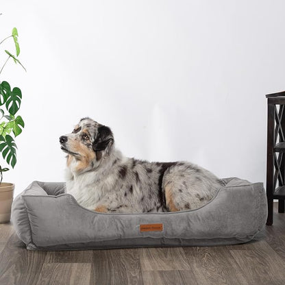 Modern Threads Luxury Dog Bed - Comfortable Tufted Velvet Cushion for Small to Large Dogs - Machine Washable - Durable & Cute Sleep Space for Pets - Pamper Your Pet with Cozy Beds - Charcoal
