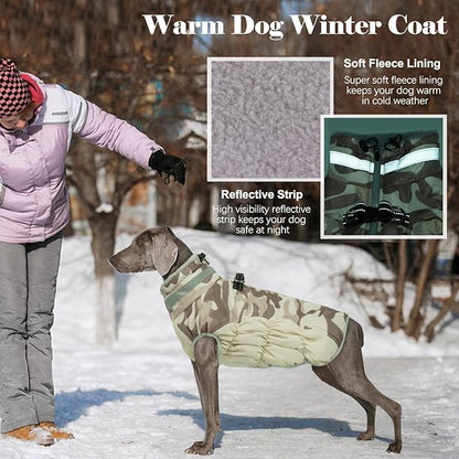 Lelepet Warm Dog Winter Coat Dog Coats for Extra Large Dogs Waterproof Dogs Jacket with Harness Built in Reflective Cold Weather Coats Windproof Zip-Up Winter Fleece Vest Snowsuit Great Dane 3XL