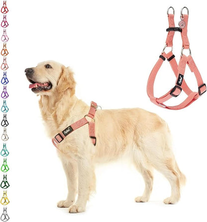 PUPTECK No Pull Dog Harness Soft Adjustable Basic Nylon Step in Puppy Vest Outdoor Walking with ID Tag LightCoral