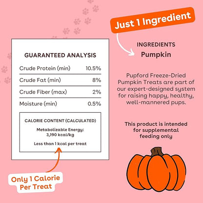 Pupford Freeze Dried Training Treats for Dogs & Puppies, One Ingredient Bites (Pumpkin, 2 oz)