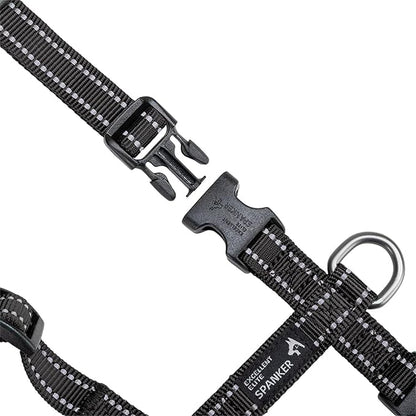 EXCELLENT ELITE SPANKER No Pull Dog Harness Reflective Nylon Vest L-Shaped Adjustable Easy Pet Harness for Small Medium Large Breeds Dogs Walking Training Black Red(Black-S)