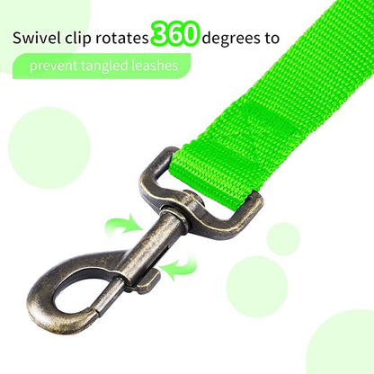 HIKISS Long Dog Leash Obedience Recall Training Agility Lead with Thickening Material for Large Dog - 15ft 20ft 30ft 50ft 100ft Training Leash(Green 20ft)