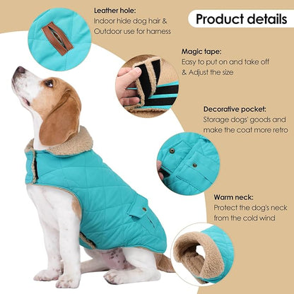 Dog Winter Jacket for Extra-Large Dogs, Pet Windproof Cold Weather Coats, Pets Clothes Snow Jacket, Golden Retriever, Labrador Retriever, Husky, Blue XL