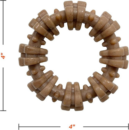 Nylabone Textured Ring Strong Chew Toy for Dogs Made with Real Beef & Chicken, Durable Dog Chew Bones for Aggressive Chewers, Keeps Dogs Busy, Small Dog Toys - Up to 25 lbs, 1 Count