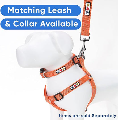 Pawtitas Reflective Step-in Dog Harness – Adjustable No-Pull Vest for Puppies to Seniors, Safe & Comfortable, S Orange