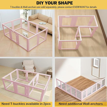 EVERFRONT Clear Acrylic Plastic Dog Playpen - Clear Dog Play Pen - Easy Assemble Acrylic Dog Playpen - Puppy Playpen, Cat Playpen, Small Animal Playpen, Dog Play Pen Indoors (Pink-23.6" H, 10PCS)