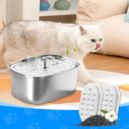 MyfatBOSS 24 Pack Stainless Steel Cat Fountain Filters Compatible with Rellaty & Fit for Neareal Cat Fountain 108oz/3.2L, Replacement for Automatic Pet Fountain Dog Water Dispenser