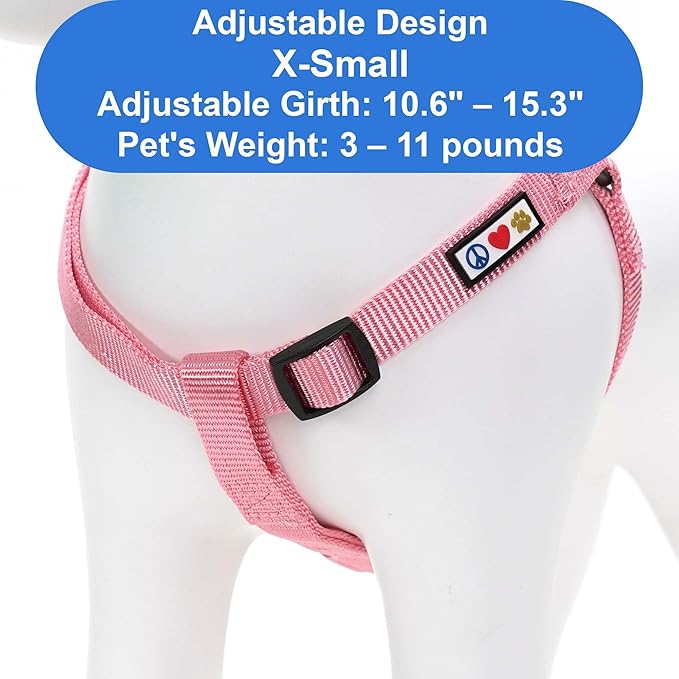 Pawtitas Solid Step-in Dog Harness – Adjustable No-Pull Vest for Puppies to Seniors, Safe & Comfortable XS Millennial Pink