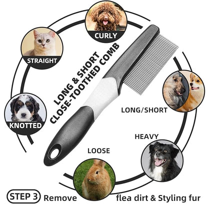 KUEIOX Dog Brush for Shedding, 7 PCS Dog Grooming Brush Kit, Undercoat Rake, Slicker Brush, Deshedding Comb, Bath Brush, Nail Clipper for Long & Short Haired Dogs & Cats, Black