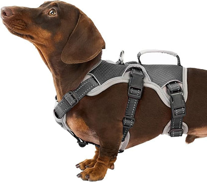 Huntboo Escape Proof Dog Harness, Escape Artist Harness, Reflective Dog Harness with Handle, Durable,Adjustable Vest for Small Medium Large Dogs Walking, Training, and Running Gear(Black, S)