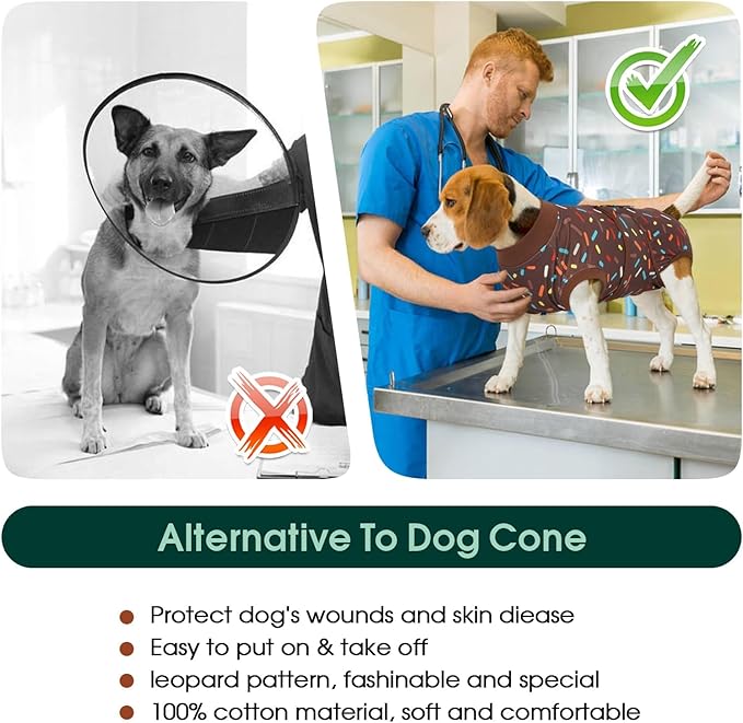 Kuoser Dog Recovery Suit for Post-Surgery Care, Spay Neuter Bodysuit for Female & Male Dogs, Anti-Licking Surgical Onesie, Snug Fit for Abdominal Wound Protection & Skin Healing, Brown S