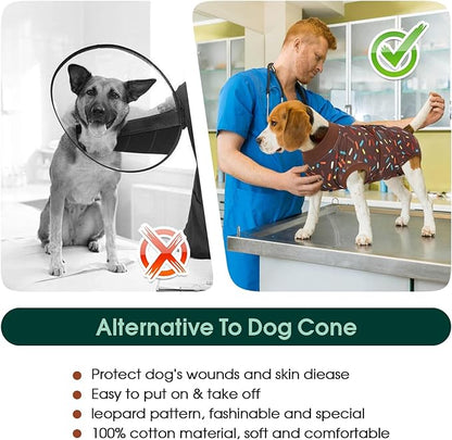 Kuoser Dog Recovery Suit for Post-Surgery Care, Spay Neuter Bodysuit for Female & Male Dogs, Anti-Licking Surgical Onesie, Snug Fit for Abdominal Wound Protection & Skin Healing, Brown S