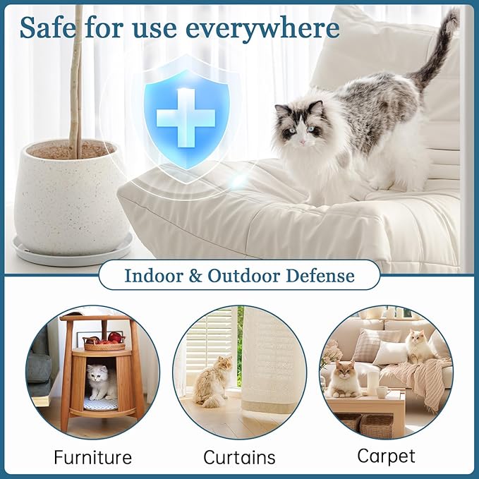iALTERLL Cat Deterrent Spray Natural Safe Cat Repellent Indoor & Outdoor, Effective Training Aid, Anti-Scratch Deterrent for Furniture, Sofas, Rugs, Citrus cat Deterrent Spray Non-Toxic （White）