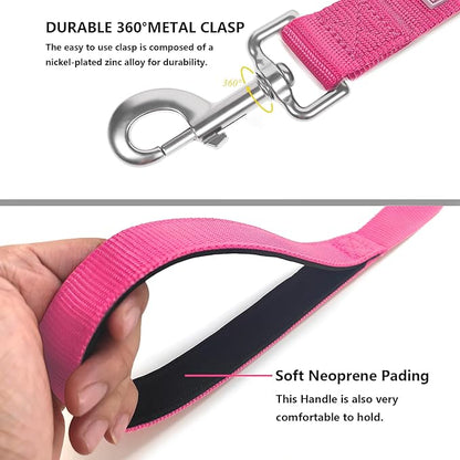 Basic Dog Leashes 6 FT Padded Handle Nylon Dogs Leashes for Medium Dogs Hot Pink