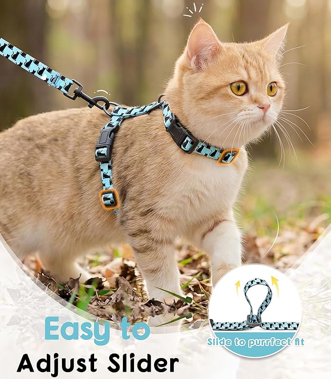 Halypet 2-Pack Cat Harness and Leash Set, Escape Proof 3-in-1 Adjustable Harness for Cats, Soft Lightweight, Easy On & Control for Walking, Travel & Outdoor Use, Small (Orange & Blue)
