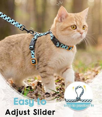 Halypet 2-Pack Cat Harness and Leash Set, Escape Proof 3-in-1 Adjustable Harness for Cats, Soft Lightweight, Easy On & Control for Walking, Travel & Outdoor Use, Small (Orange & Blue)