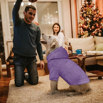 Fuzzy Dog Sweaters for Large Dogs Pet Hoodie Clothes Warm Soft Coats Hooded Sweatshirt Dog Sweaters for Extra Large Dogs(Purple-XXL)