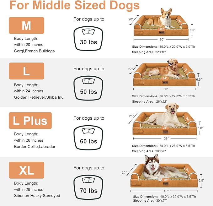 Small Dog Bed Orthopedic Washable: Beds Bolster Small Sized Dogs Bed Egg Crate Foam Couch Sofa Waterproof with Removable Cover - Orange