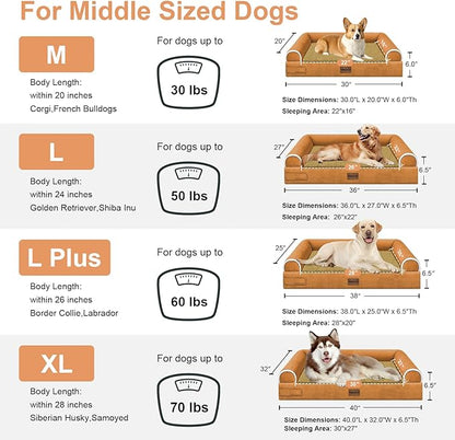 Small Dog Bed Orthopedic Washable: Beds Bolster Small Sized Dogs Bed Egg Crate Foam Couch Sofa Waterproof with Removable Cover - Orange