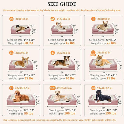 Comfort Expression Orthopedic Dog Bed for Small Dogs 24x16 Inch, Waterproof Supportive Egg Crate Foam Small Pet Bed with Removable Bolsters, Dog Couch with Washable Cover & Non-Slip Bottom, Pink