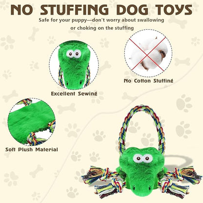 No Stuffing Squeaky Dog Toys,Tug of War Dog Toy with Pull Rope, Interactive Dog Toys Dog Gifts for Small,Medium Dog