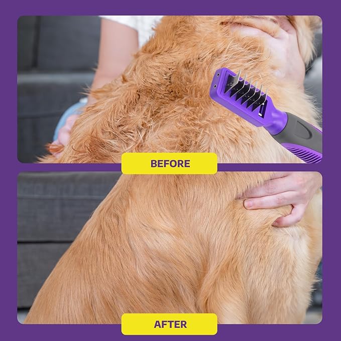 Hertzko Dematting Comb for Dogs Grooming Tool for Long and Short Haired Pets - Matted Cat Fur Remover for Small Dogs, Cats, and Rabbits - Tangle and Knot Remover Brush